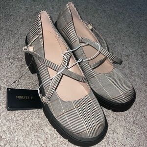 Forever 21 Women's Checkered Chunky Heels